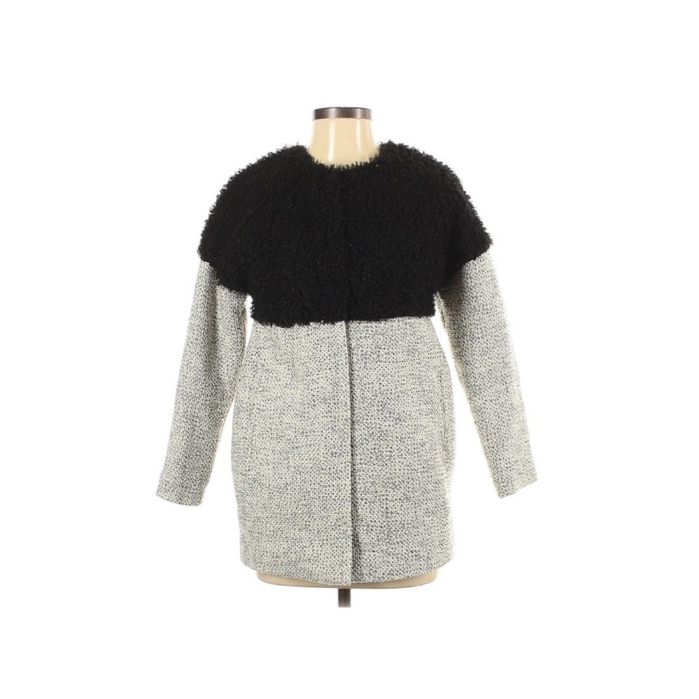 ASOS Petite Gray/Black Faux Shearling/Sherpa and Wool Fully Lined Coat. Size 2.